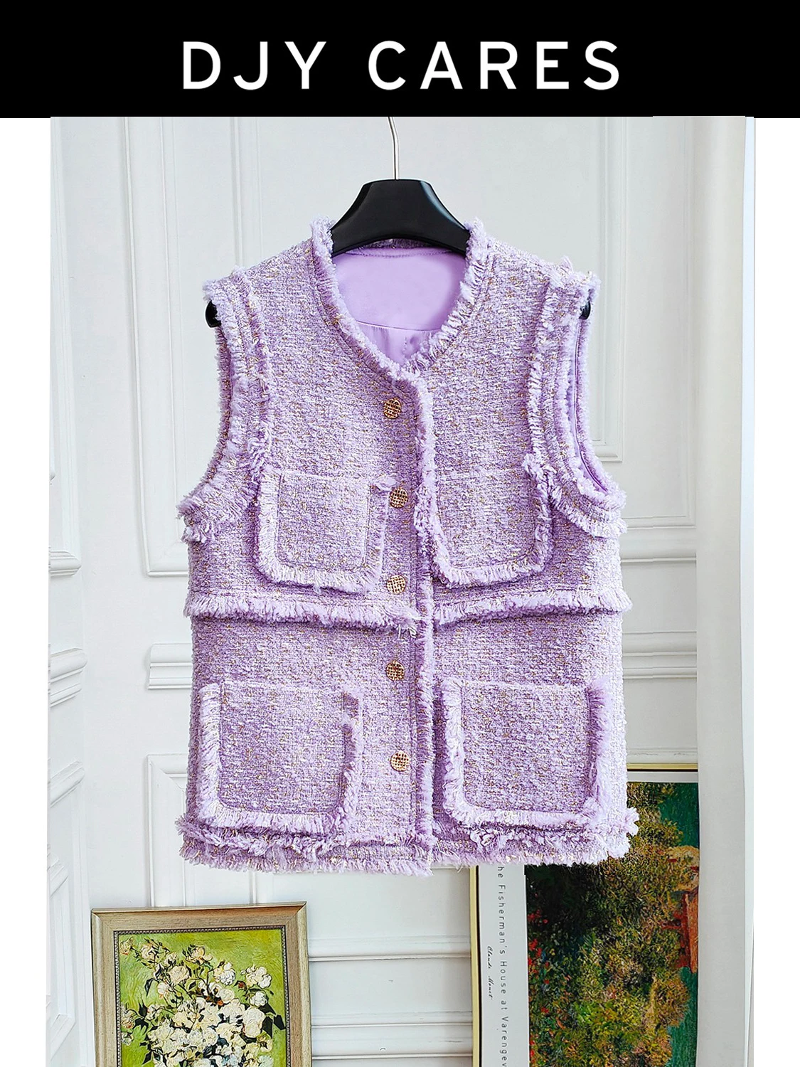 

New Gentle purple vest loose slimming fringe top big size