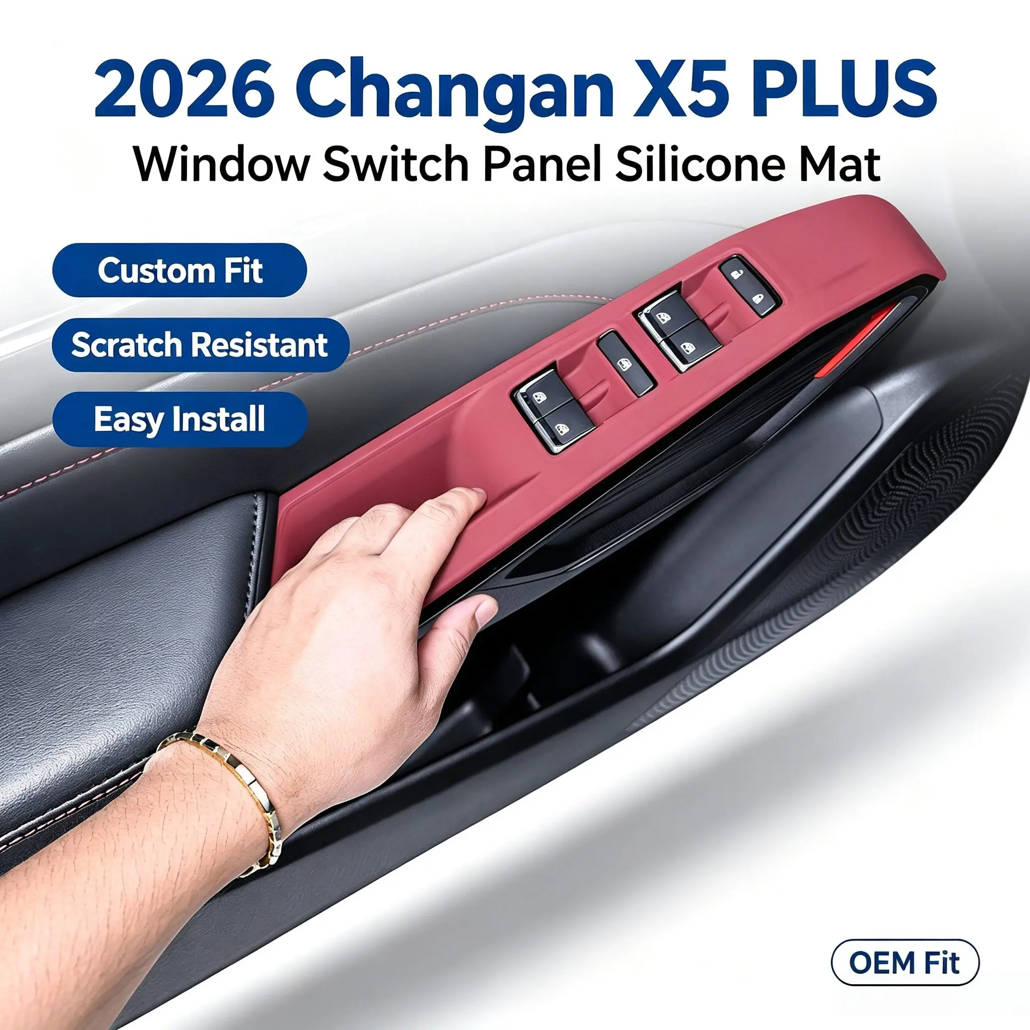 Window Switch Silicone Mat For Changan X5 PLUS 2026 Car Interior Accessories Anti-Scratch Door Panel Protector