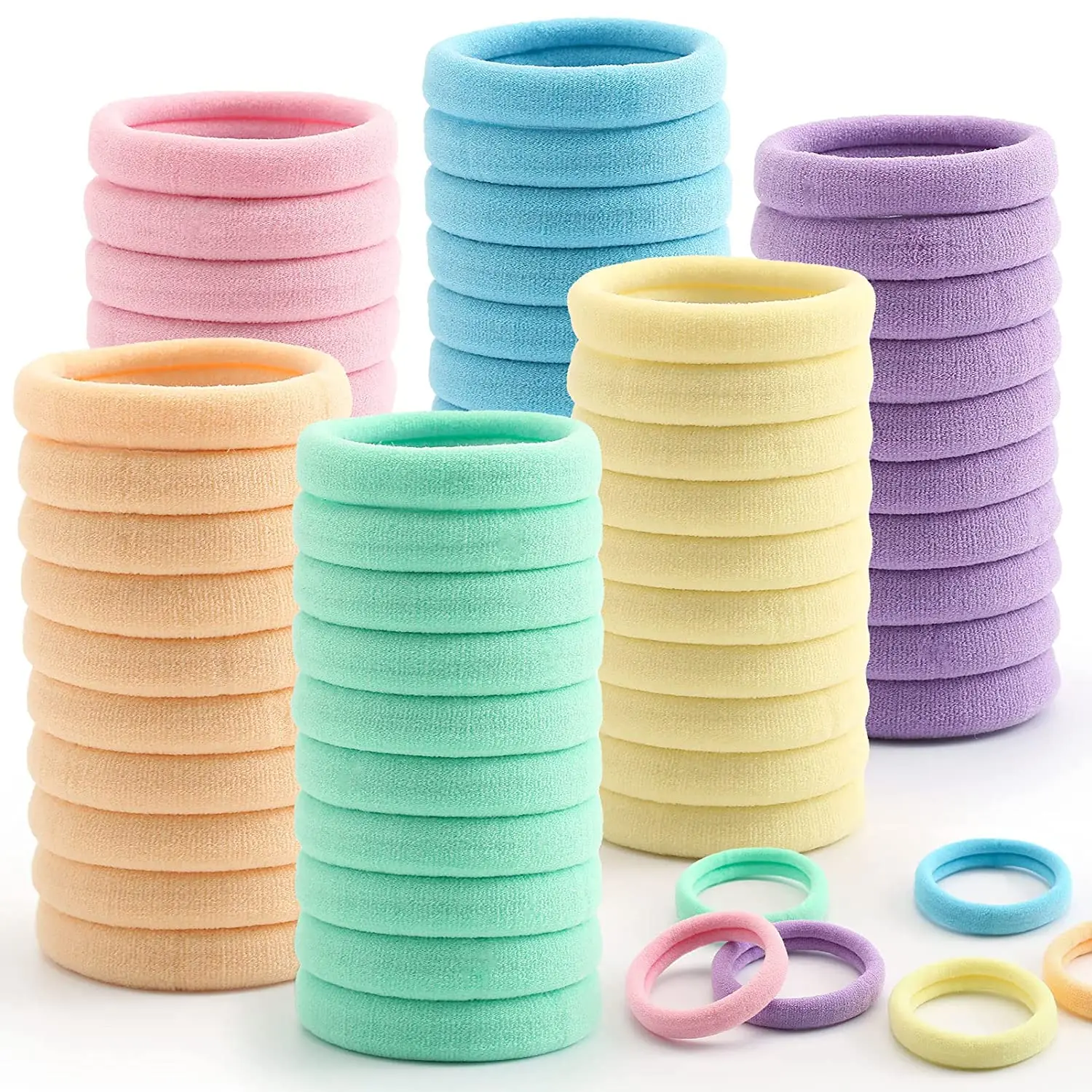 50Pcs Women Girls Elastic Hair Bands 4cm Hair Ties Colorful Nylon Rubber Bands Headband Ponytail Holder Hair Accessories