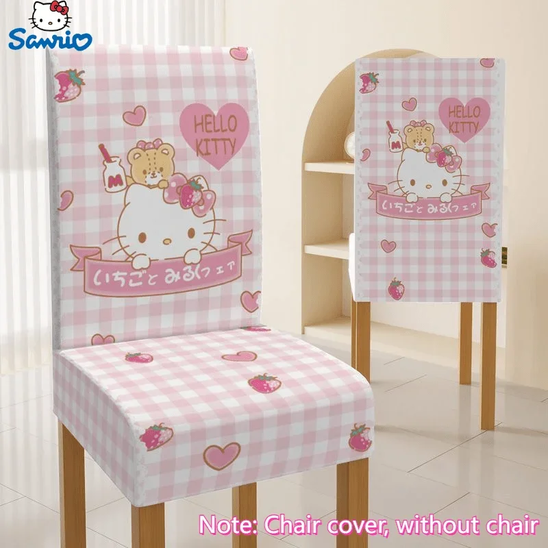 Funda de silla con estampado de Anime Sanrio Hello Kitty, cubierta de silla con dibujos animados, Cinnamoroll Kuromi, Universal, para mesa de comedor y hogar