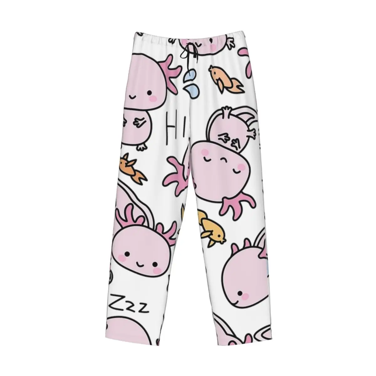 Custom Swimmy Axolotls Pajama Pants Men Sleepwear Sleep Lounge Bottoms with Pockets