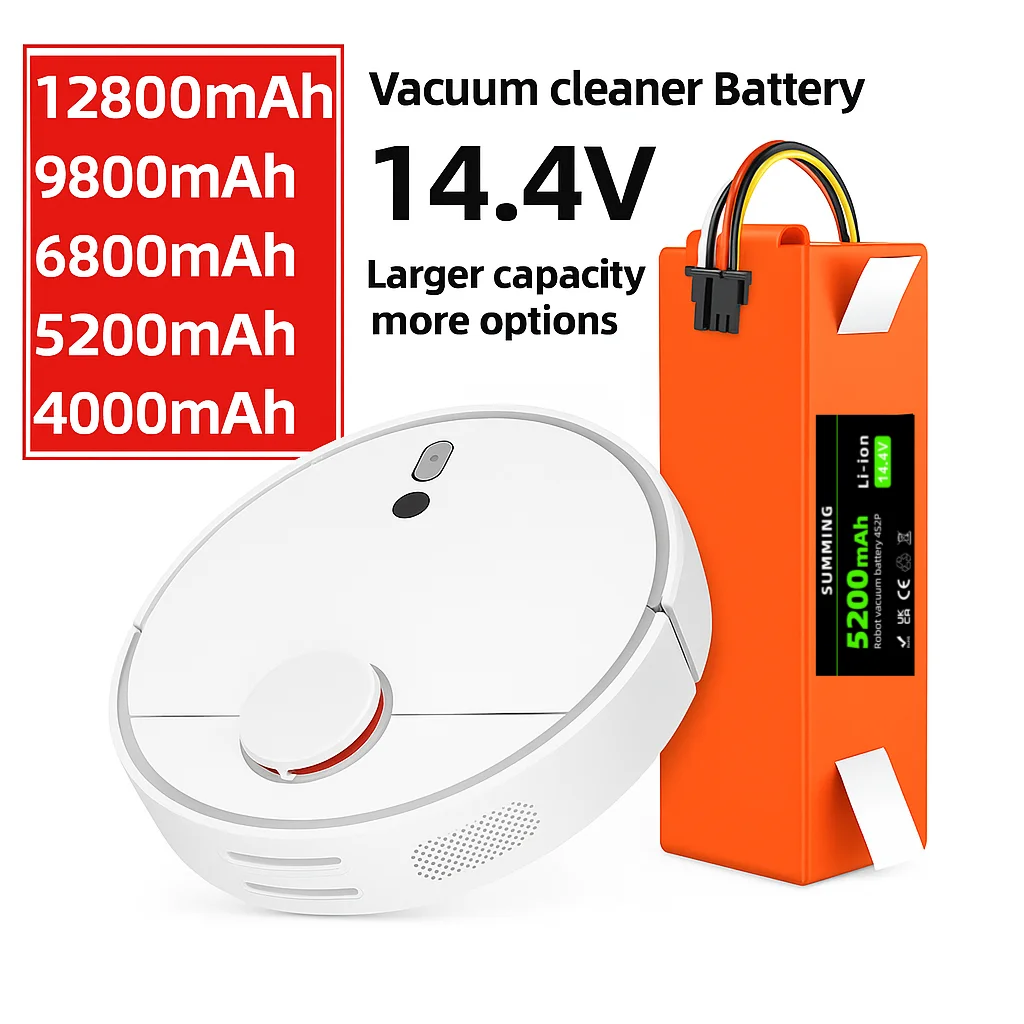 

Replacement Battery for Xiaomi Roborock, Robotic Vacuum Cleaner, S55, S60, S65, S50, S51, S5 MAX, S6 Parts, 14.4V, 12800mAh