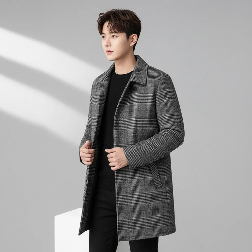 

Winter Down Jacket 2025 Luxury Detachable Lining Working Cold Proof Padded Jackets Mens Mid Length Warm Wool Blends Coats