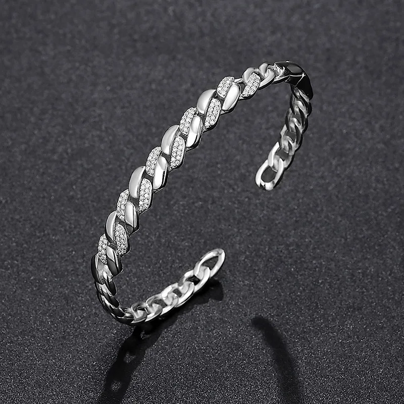 

S925 Silver Wide Double Row Bracelet Full Diamond Light Luxury Niche Design Fashionable Trendy People's Handheld Jewelry