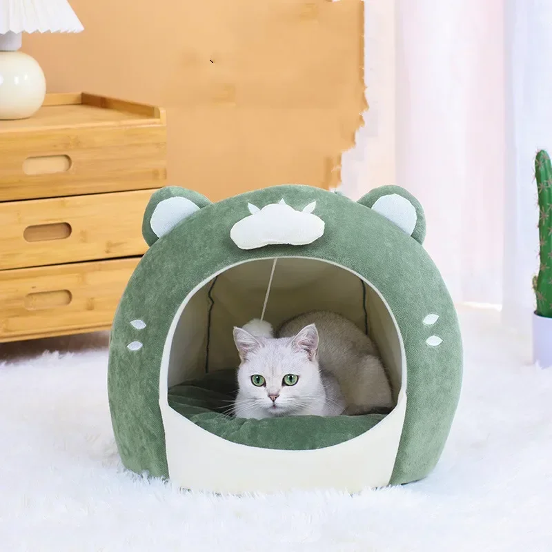 

Soft Cat Bed Warm Semi-Enclosed Cat House Kennel for Small Dogs Cats Deep Sleep Pet Basket Cozy Kitten Lounger Cat Accessories