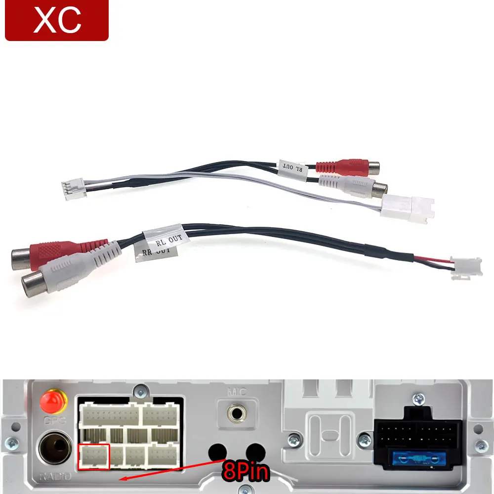 

8 Pin Car Radio Audio Rear AUX 2 Right Left Output Extension Cable Adapter For Android TS10 TS18 8581 FYT7862S FYT9863