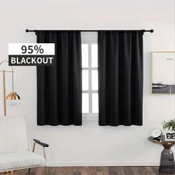 Blackout Curtains for Kitchen Living Room Short Window Curtain for Bedroom Ready-made Treatment Cortinas Cortas Home Shading 95%