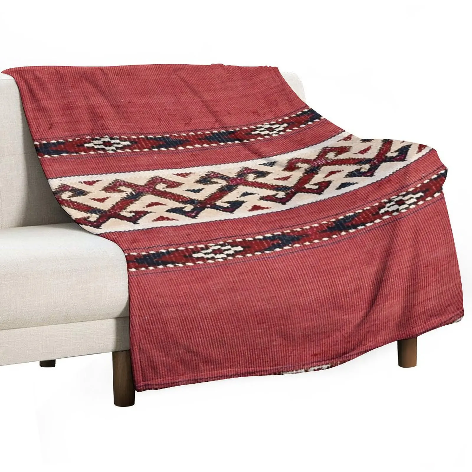 

Triangle Stripe Kilim 19th Century Authentic Colorful Picture of a Red Black and White Rug Throw Blanket Quilt Flannels Blankets