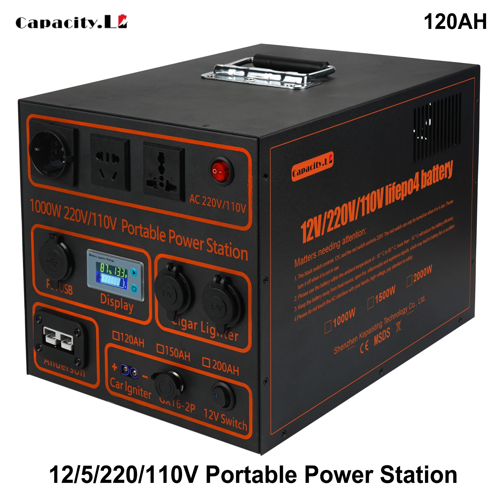 12V 200AH Lifepo4 battery 120ah 150ah with Inverter 220V 1000W Camping Power battery pack 1000w Ship RV available