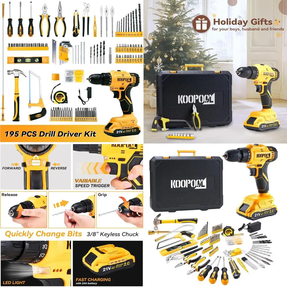 

21V Cordless Drill Kit with Tool Box, Hand Drill Set for Home Repair and DIY Projects