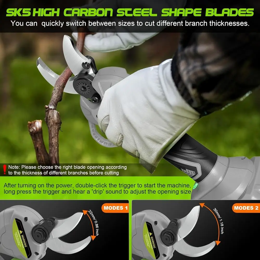مقصات تشذيب كهربائية 2 في 1 لاسلكية، مقصات تشذيب كهربائية مع شاشة LCD، عمود قابل للتمديد بطول 8.8 قدم لتقليم الأشجار، مع 2 P