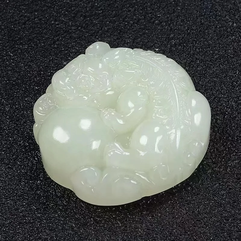 With Ball Men And Women, Hotan White Jade Pixiu Single-Sided Pendant