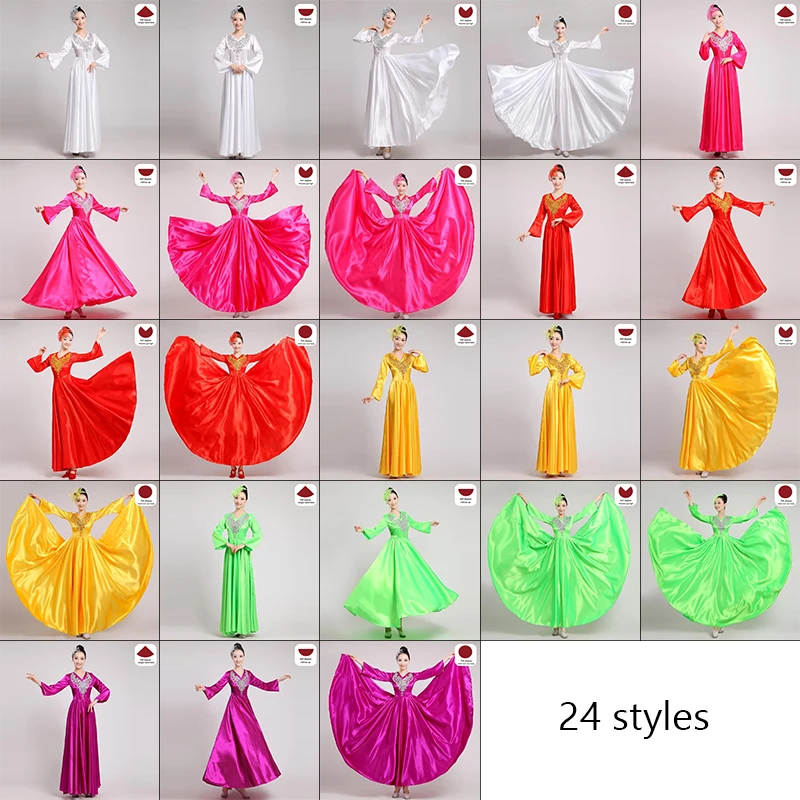 Vestido de baile Flamenco español de 180/360/540 grados, faldas grandes con vuelo, traje de baile puesta en escena con apertura de coro para mujer