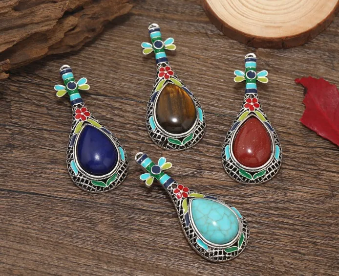 New exotic style pipa brooch retro creative pine imitation stone instrument coat brooch ethnic style chest flower accessory