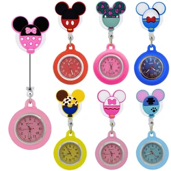 YIJIA Lovely Cartoon Retractable Badge Reel Pocket Nurse Watches with Silicone Case and Luminous Pointer for Medical Workers