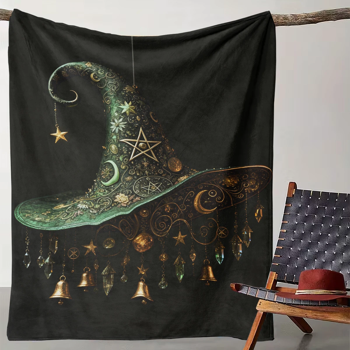 

1 Mysterious Magic Wizard Hat Blanket Star and Moon Decoration Fantasy Style Blanket Cross-border Magic Theme Home Blanket