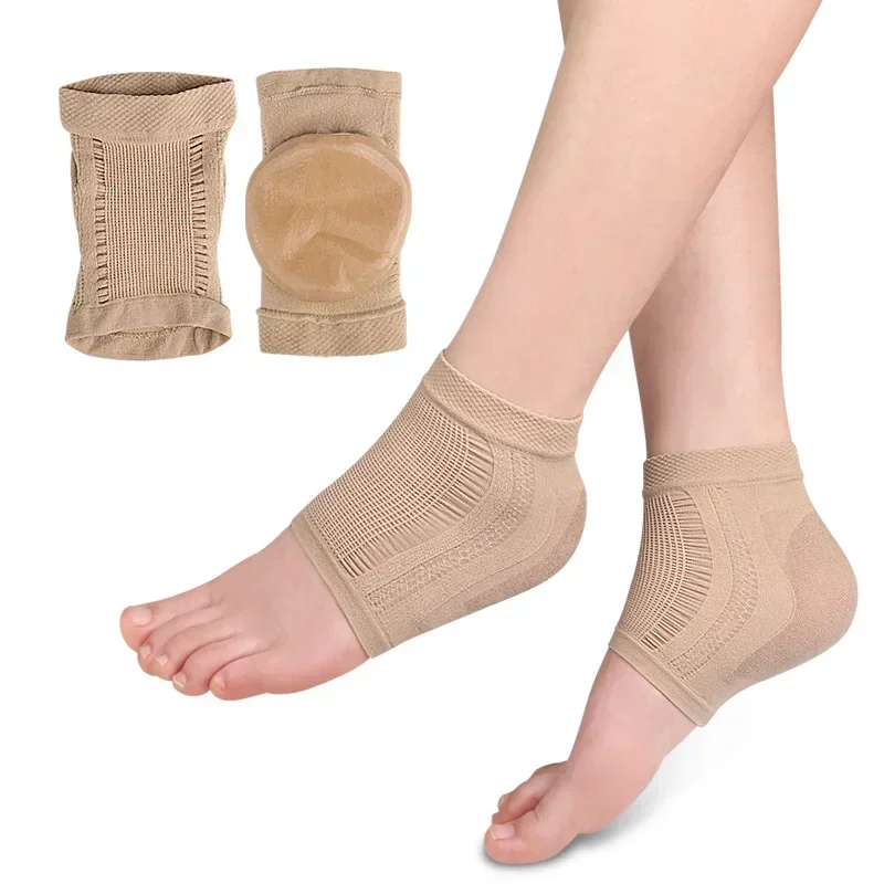 Silicone Gel Heel Protector Sleeve, Pés Pads para calcanhar Meias, Suporte Fascite Plantar, Cuidados com os Pés, Almofada Reparação da Pele, 1 Par