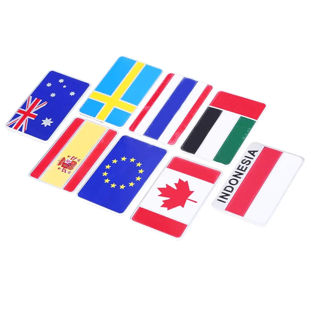 1 Pcs 3D Aluminum Alloy Italy Germany France Russia Australia England Switzerland Spain Map National Flags Car Sticker Car Styli