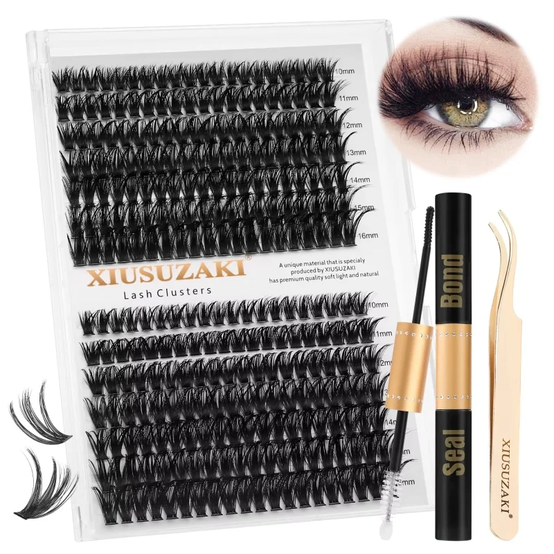 XIUSUZAKI 280 Uds DIY mezcla Kit de pestañas en racimo 30D/40D 60D/80 Unión y sello de pestañas para extensiones de pestañas herramientas de maquillaje autoinjerto