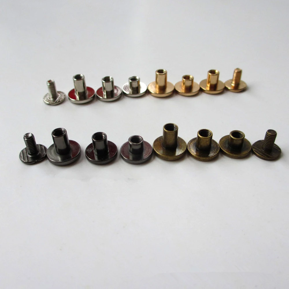 10Pcs Luggage Leather Metal Craft Solid Screw Nail Rivet Double Curved Round Head Clothes/Bag/Shoes/Belt/Strap Rivet Book Screws