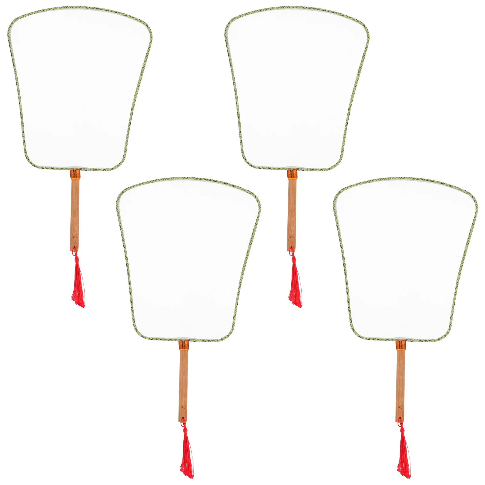 4Pcs DIY Blank Handmade Fan Traditional Bamboo Handle Summer Art Projects Kids Doodling Painting Decorative Craft