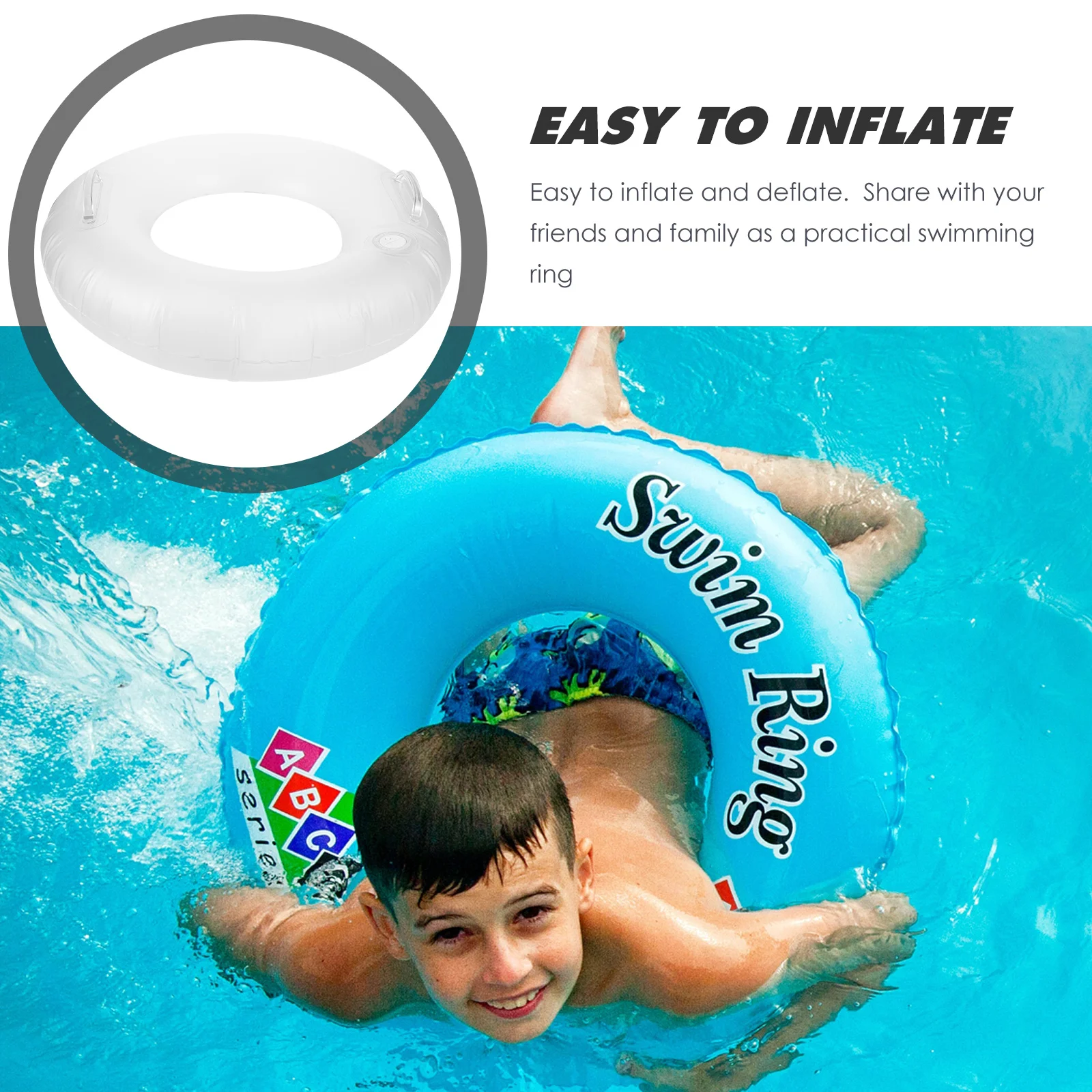 

Luminous Swimming Ring PVC Kids' Rings Light-emitting Pool Accessory Float with Handles