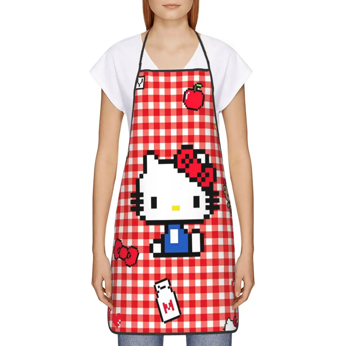 Cartoon Cute Hello Kitty Aprons for Women Men Funny Kitchen Bib HelloKitty Polyester Gardening Pinafore