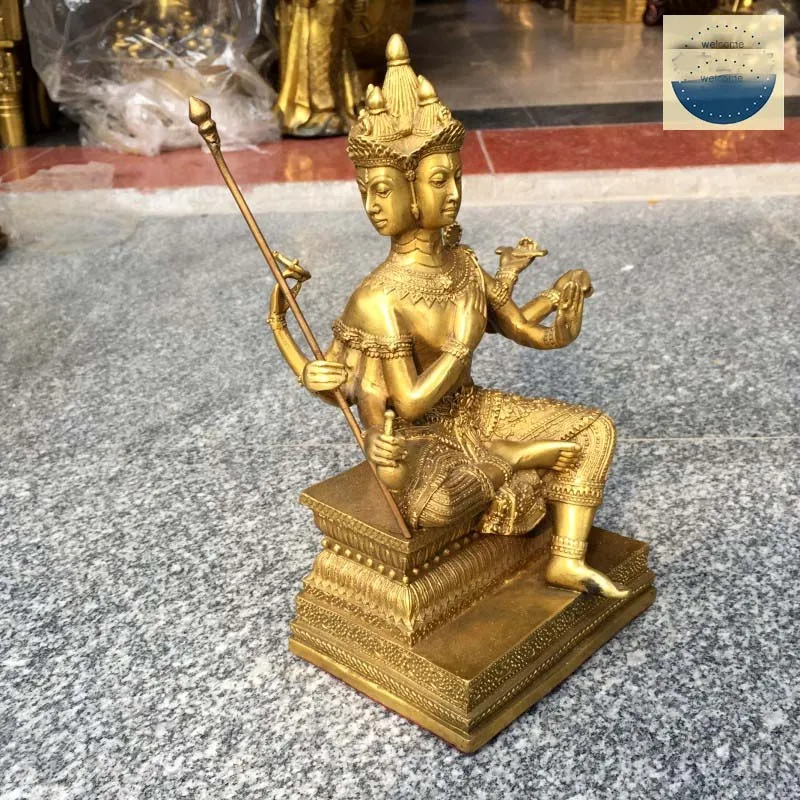 25CM Large Asia Thailand India Four sided Buddha Brahma bless family home Safe wealth efficacious