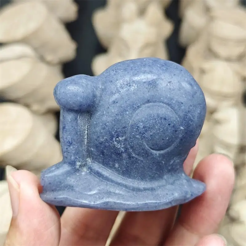 Natural Blue Aventurine Snail Carving Reiki Faith Handicraft Ornaments Healing Home Decoration Gift 1PCS
