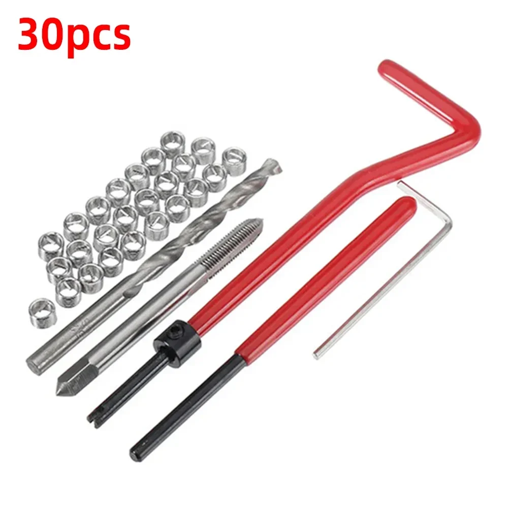 30pcs Thread Repair Tool Kit M3/M4/M5/M6/M7/M8/M10/M12/M14 for Restoring Damaged Threads Spanner Wrench Thread Repair Bit Kit