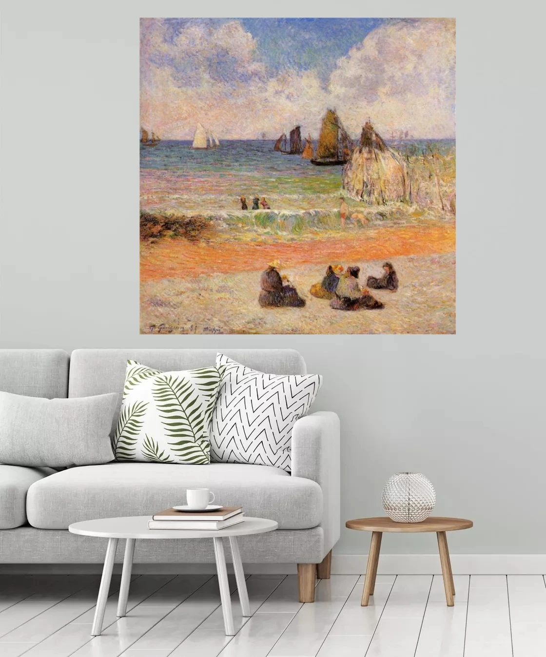 Post-Impressionist Bathing Dieppe Oil Painting on Canvas Replica by Paul Gauguin Handmade Landscape Art Picture Home Decor