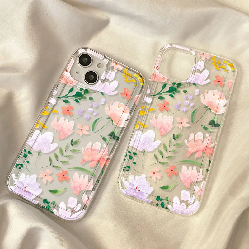 Phone Case for iPhone 13 Cases Flower Clear Tpu Cover iPhone 11 15 14 12 13 Pro Max X XR XS Max 7 8 6 6S Plus SE2020 11pro Funda