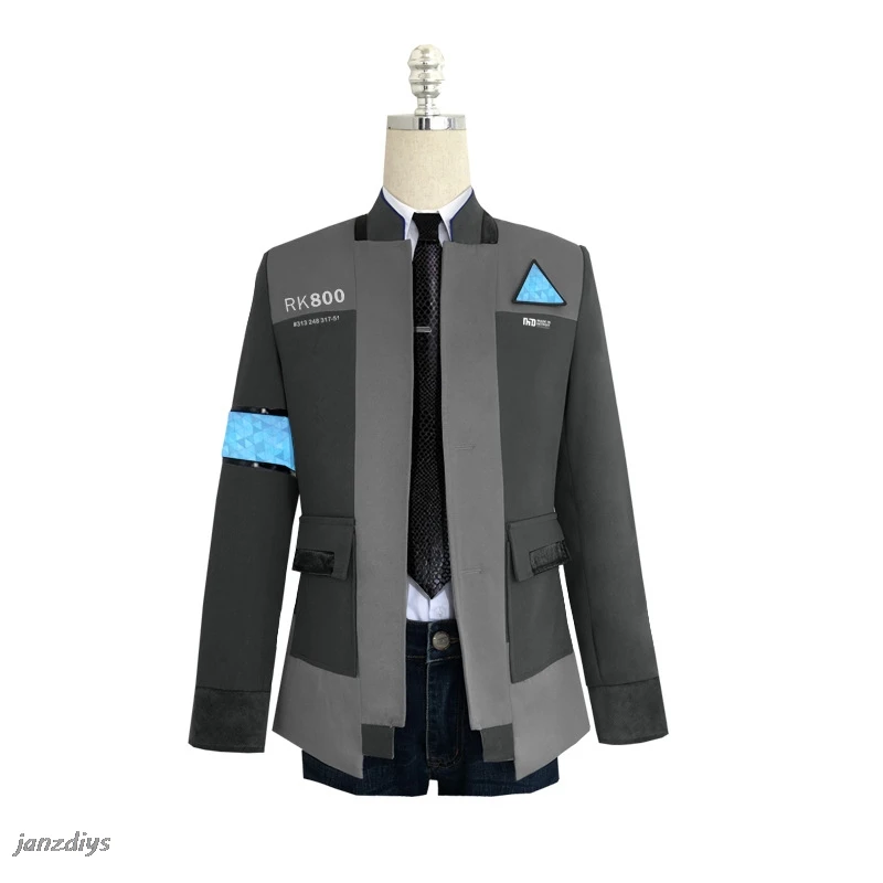 Game Detroit Become Human Cosplay Costume Connor Cosplay Uniform Men Jacket White Shirt Tie RK800 Coat Costume Full Set