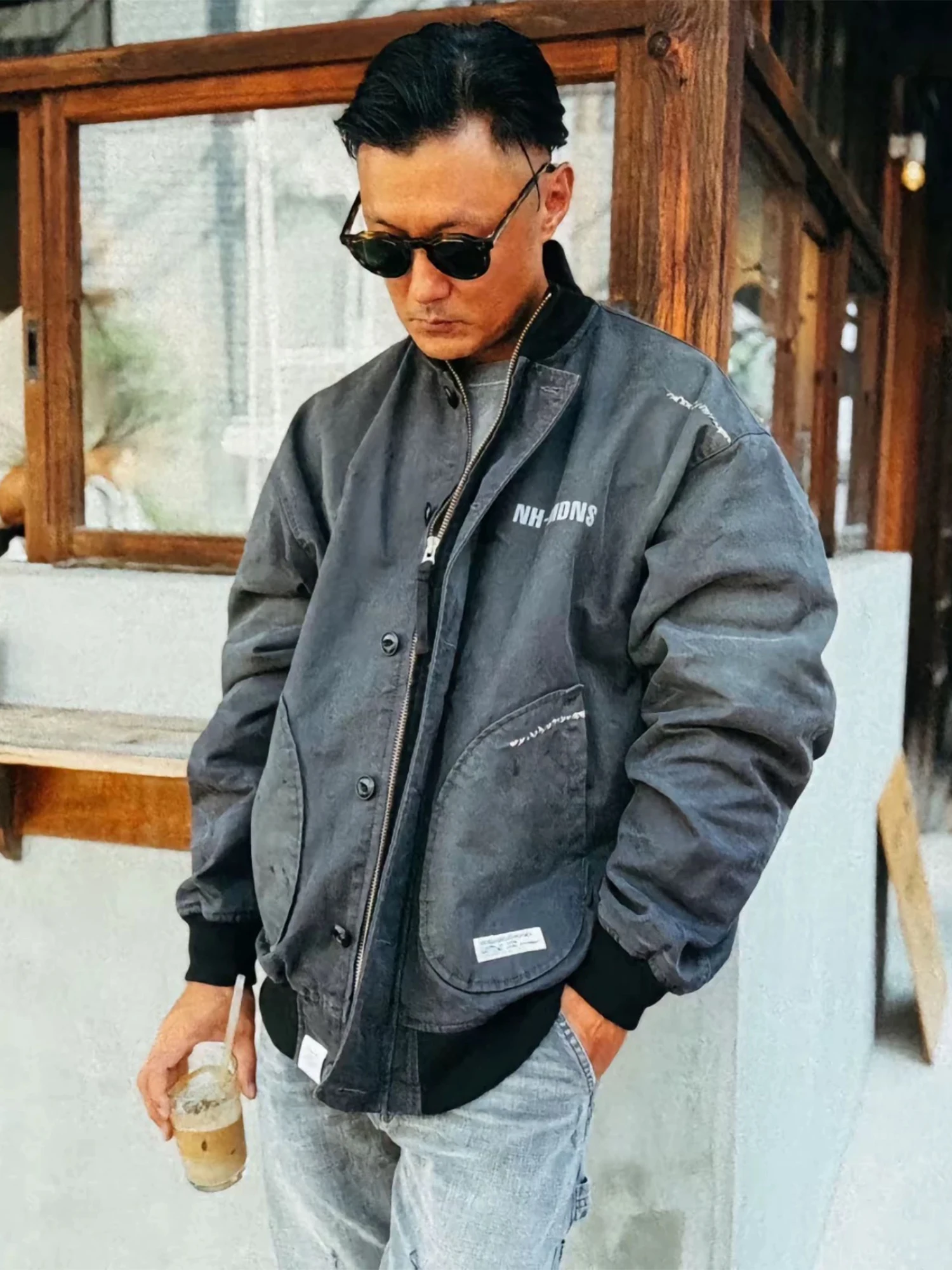 

MADN Collaborative Wenzhong Old School Japanese Sle Jaet Thin Cotton Outerwear Vintage Boarding Coat ex Autumn Winter