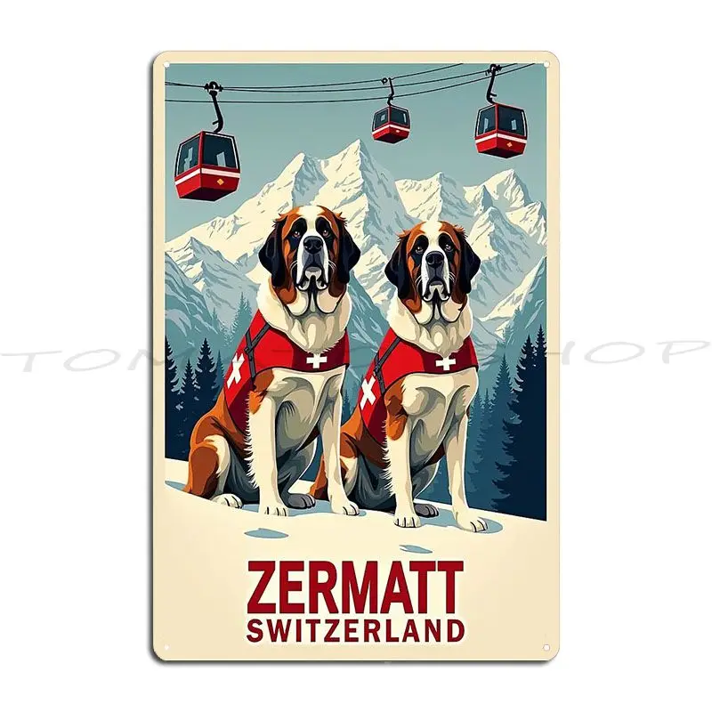 Zermatt Valais Switzerland Ski Metal Sign Plaques Living Room Bar Club Designs Tin Sign Poster
