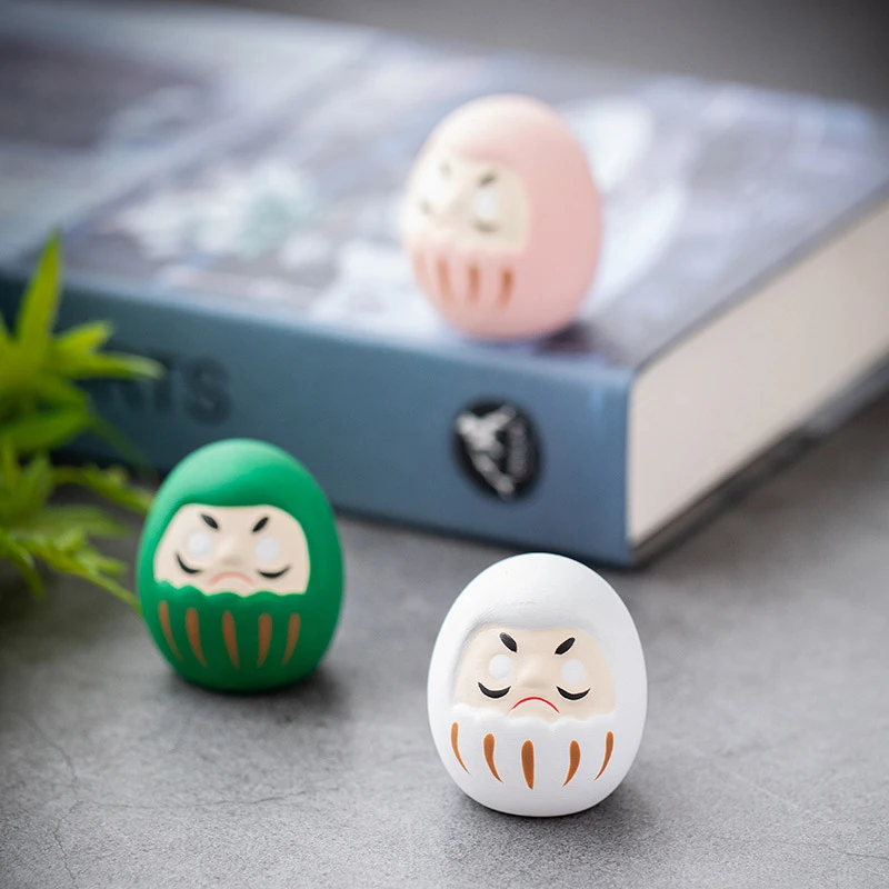 Ceramic Daruma Doll Crafts Lucky Charm Fortune Ornament Landscape Home Decor Miniature Accessories Gifts