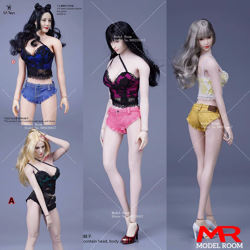 SA Toys SA029 1/6 Scale Lace Camisole Open Buttock Denim Hot Pants Clothes Model Fit 12-inch TBL PH Female Action Figure Body