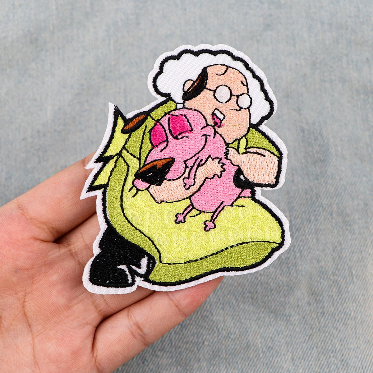 Grandma and Pink Dog Embroidered Patches For Kids Clothing DIY Badge Adhesive Cute Cartoon Patches On Clothes Stickers Appliques