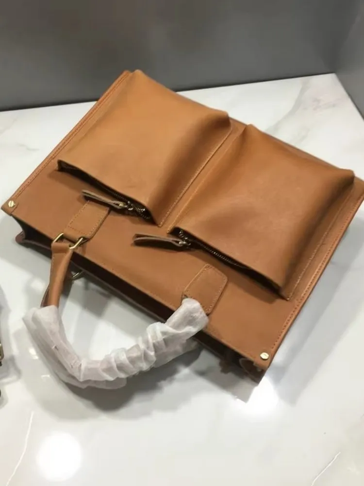 Bolso de mano Vintage de piel de vaca para hombre, hecho a mano Maletín de negocios, bolso de un solo hombro de cuero genuino, bolsos de mensajero para oficina