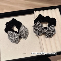 Rhinestone Plush Hair Ties Fashion Accessories Women Shiny Round Rubber Band Ponytail Hair Rope Elastic Scrunchies Party Gifts