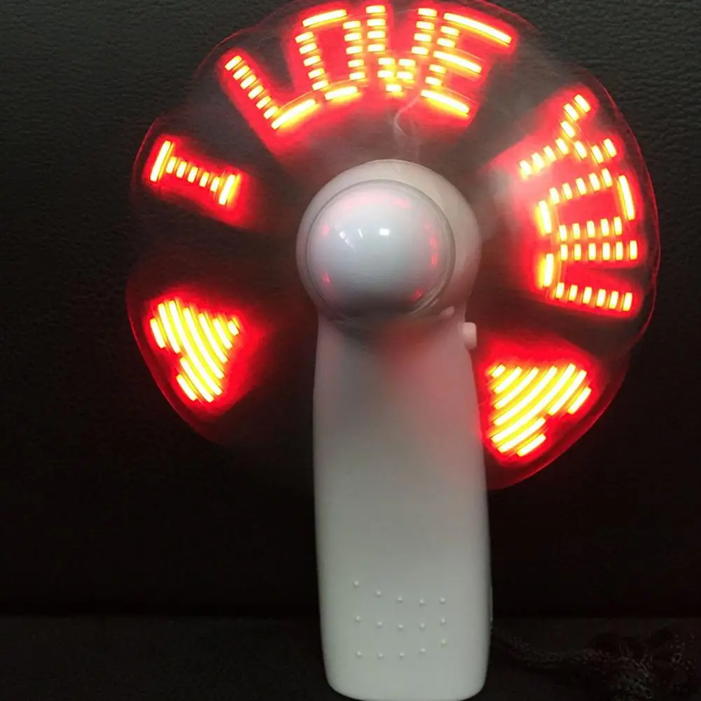 Portable Mini LED Handheld Fan With Flashing Characters “I Love You”Desktop Cooling LED Handheld Flashing Fan view 4