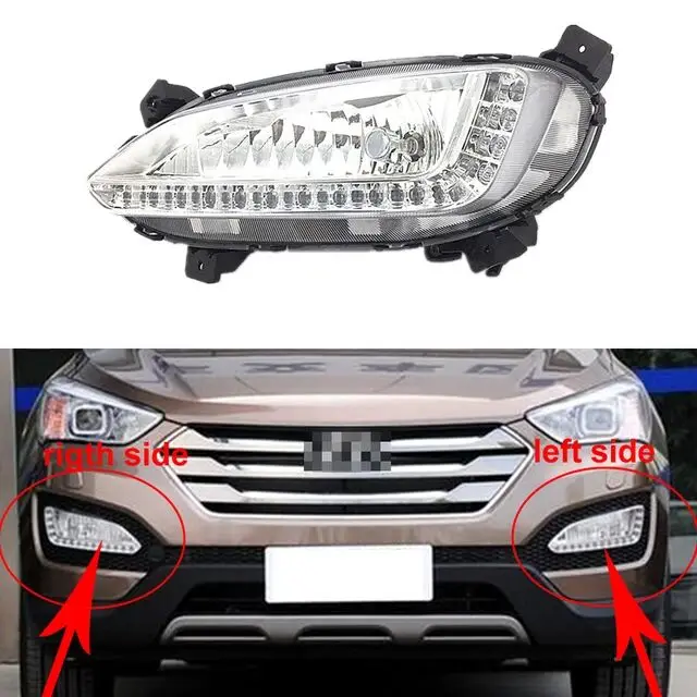 LED Fog Lamp for Hyundai Santa Fe IX45 2013 2014 2015 Car Front Bumper Grille Signal Lamp Daytime Driving Fog Lights Assembly