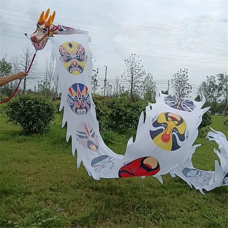 7 m blaue und weiße Porzellan-Drachentanz-Requisite, Fitness-Dragenschwanz-Zubehör (Kopf nicht im Lieferumfang enthalten))