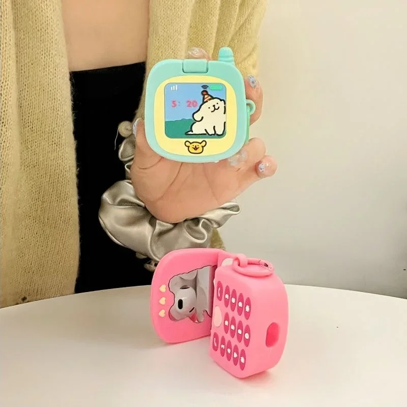

For Apple Airpods 1 2 3 Pro 2 4 Earphone Case Ins Cute Puppy Silicone Phone Shape with Makeup Mirror Protective Sleeve Cover