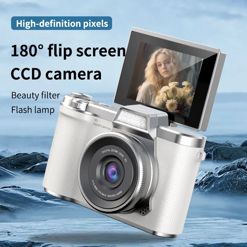كاميرا رقمية 4K كاميرا تصوير بدقة 48 ميجابكسل كاميرا فيديو قابلة لإعادة الشحن 180 ° كاميرا ريترو CCD ذات شاشة قابلة للطي للأطفال