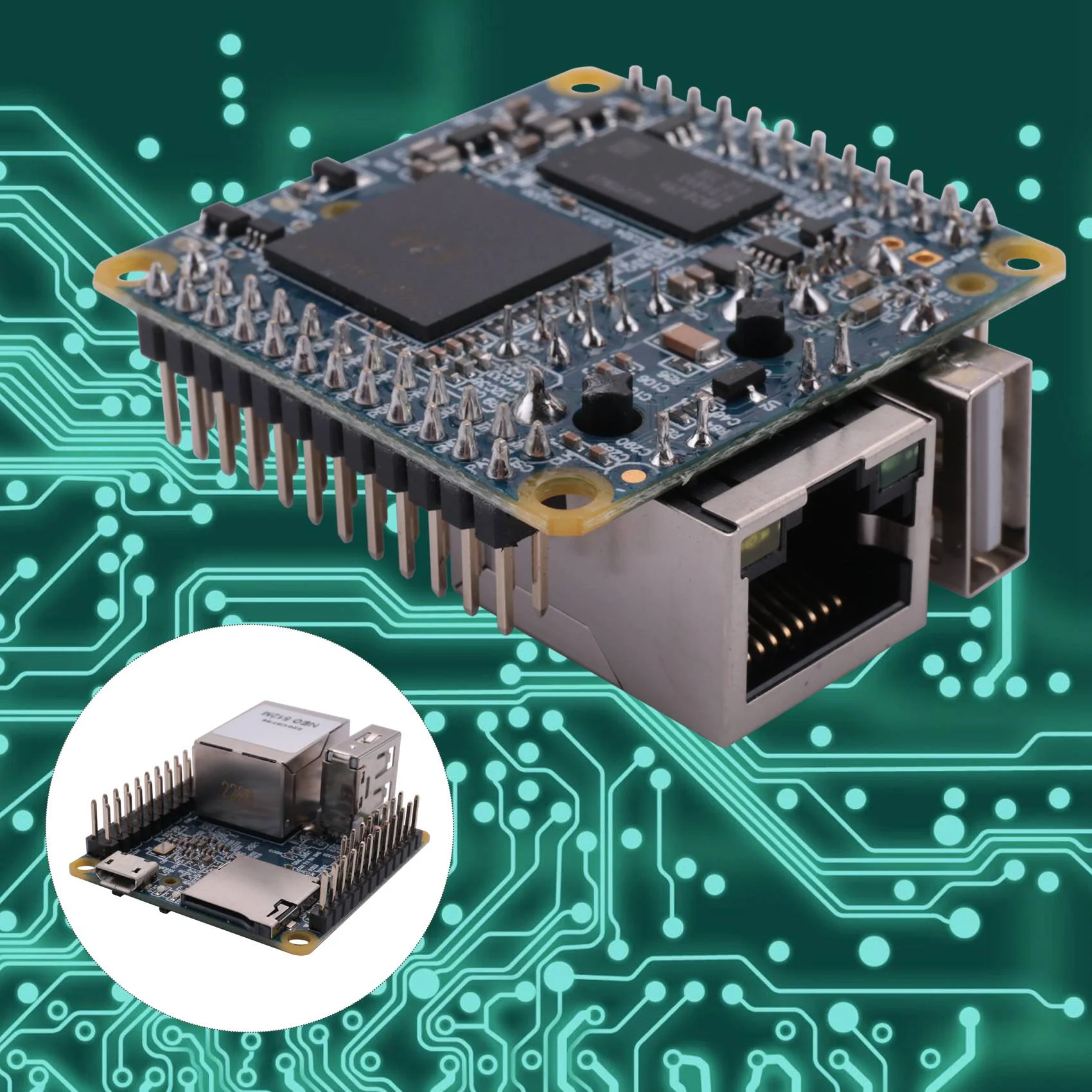 NanoPi NEO Open Source Allwinner H3 Entwicklungsboard Super für Raspberry Pie Quad-Core Cortex-A7 DDR3 RAM 512 MB Run Ubuntu Core
