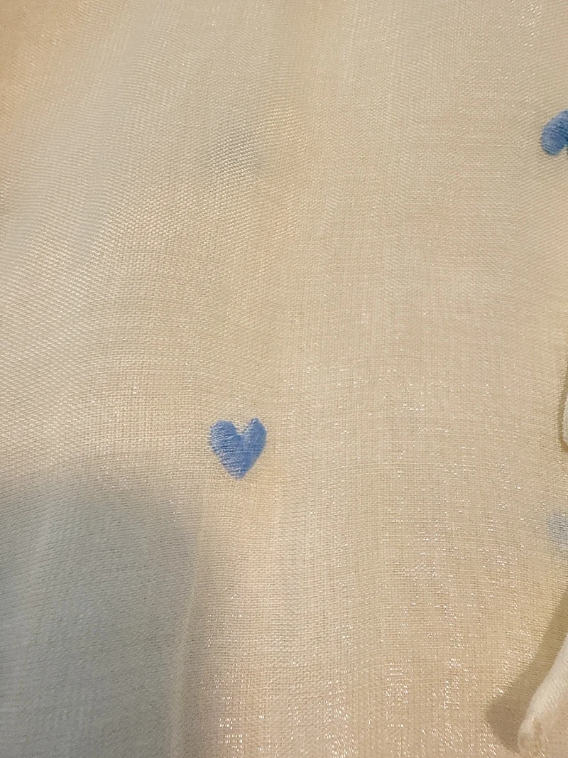 

Blue Embroidered Sweet Petal Collar Bubble Sve Chiffon Lightweight Long Sve Sun Protection irt Top Women's Faion