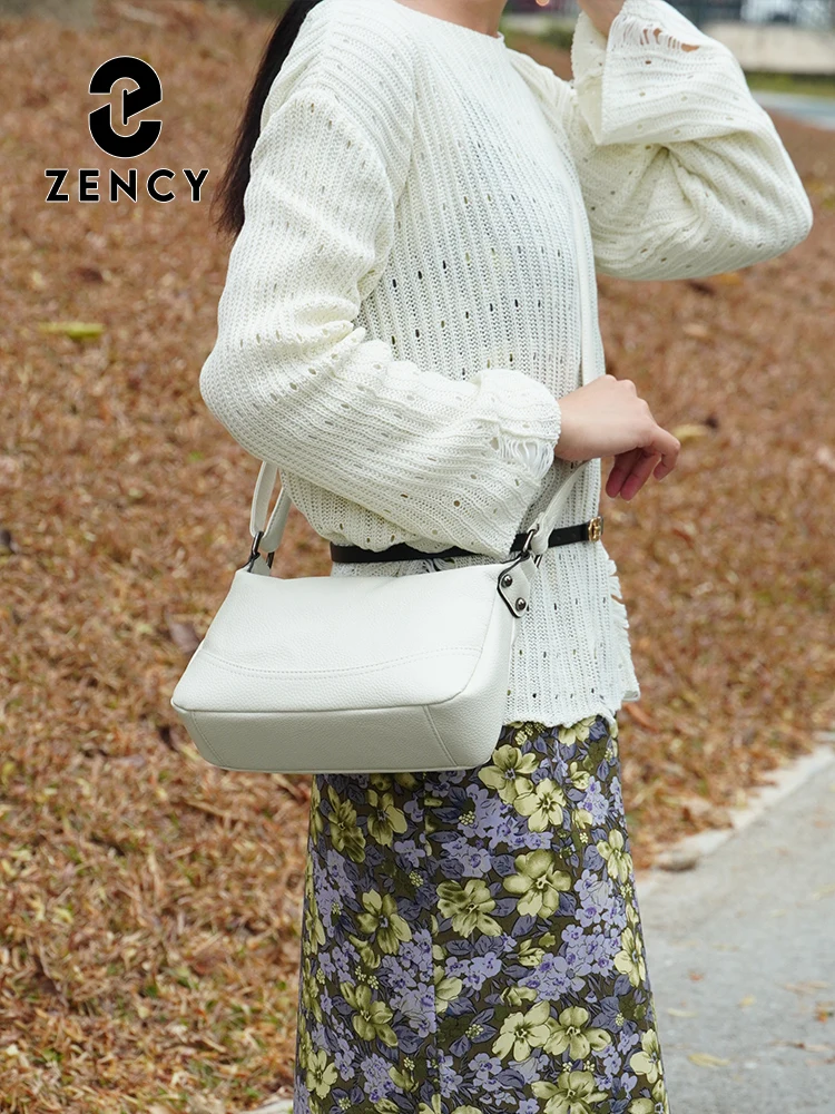 Zency Ladies Shoulder Crossbody Cowhide Leather Hobo Bag for Women Soft Satchels Bag Medium For Commuters Bolsas de Mujer New