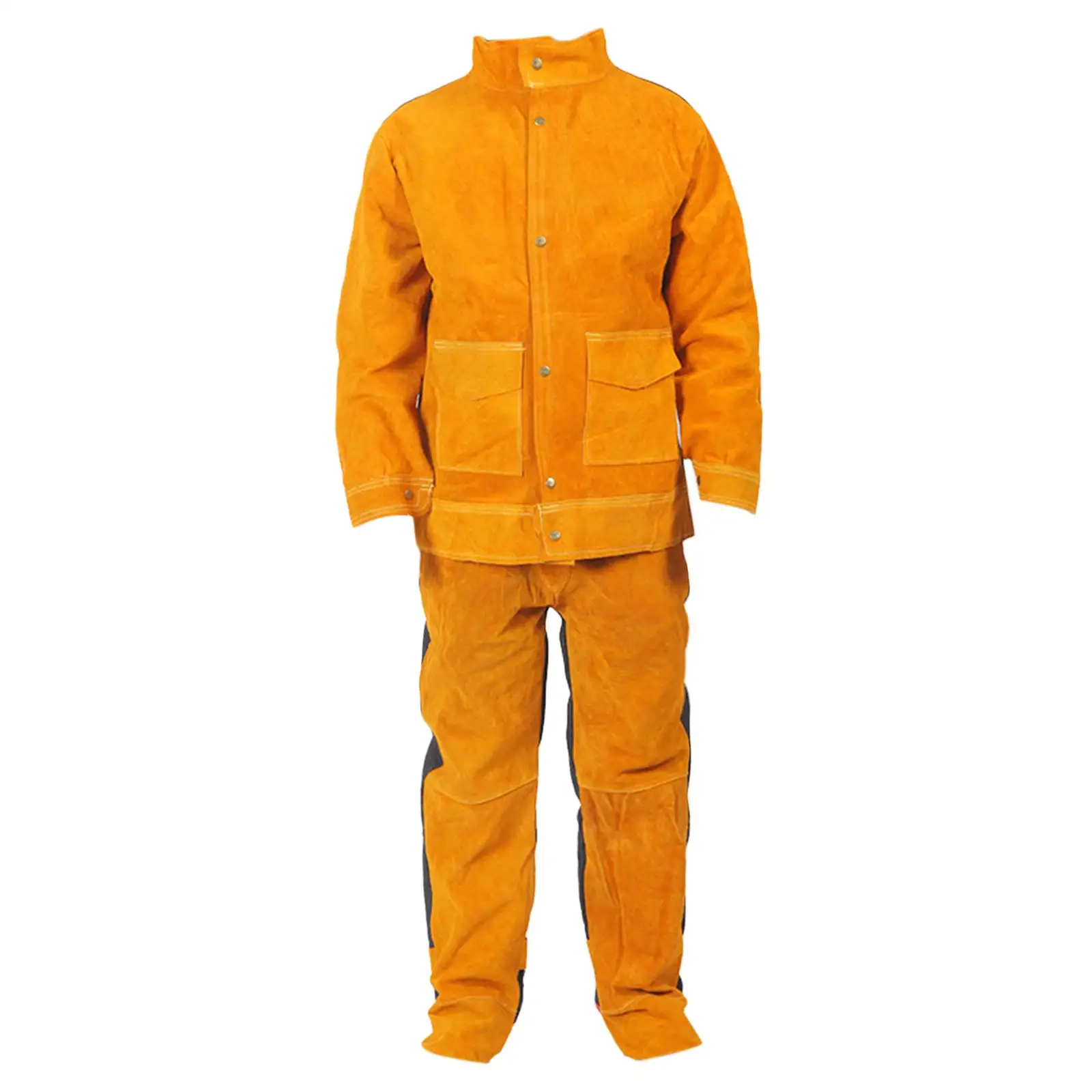 Welding Apparel Set for Men Cowhide Leather Smock Trousers Heat Shield for Blacksmith Workshop