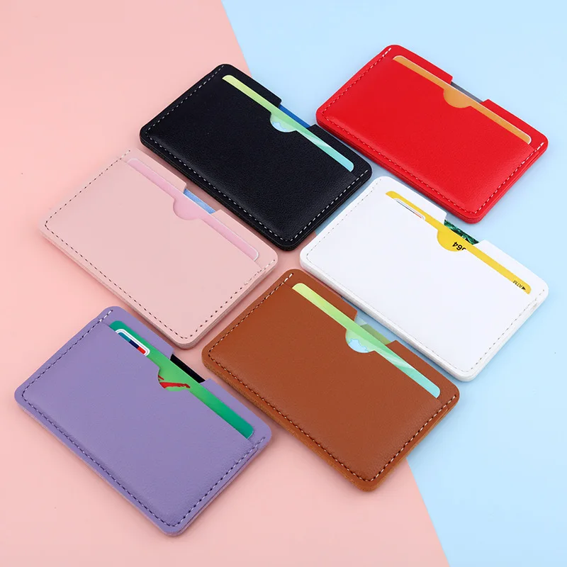 PU Leather Mini ID Credit Bank Business Card Holder 3 Slots Coin Pocket Purse Bag Small Slim Protective Case Shell For Men Women